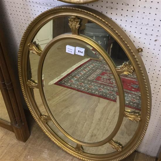 Gilt fram oval wall mirror